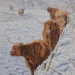 "Highland Huddle", watercolour, 40x33cm mounted, SOLD